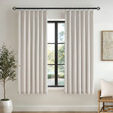 MIULEE Birch Pinch Pleated 100% Blackout Linen Curtains for Bedroom, Room Darkening Light Blocking Window Curtains 63 inches Long for Living Room, Black Out Pleat Drapes with Pin Hooks, 2 Panels